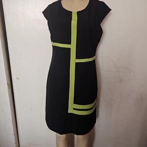 Voir Voir Black Dress with Green Accents